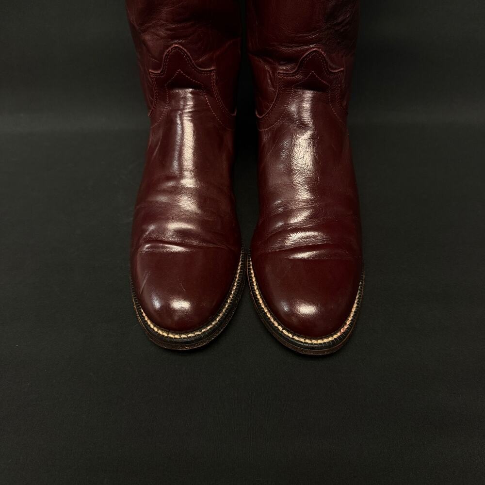 Tony Lama Womens 6B Red Burgundy Leather Western Cowboy Rodeo Boots - Picture 2 of 10